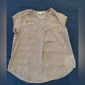 Fun 2 Fun Brown and White Blouse Chic Top